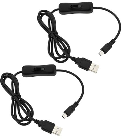 OTOTEC 2 Pezzi Cavo Da USB-A A Mini USB Con Interruttore On Off 5V 2A Cavo Di Collegamento Da USB-A 2.0 A Mini B Per Laptop PC Auto Registratore Fotocamera GPS MP3/MP4 1m
