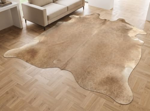 Kuhfelle Online & Nomad KUHFELL STIERFELL GRAU BEIGE Natur 180 x 200 cm Rinderfell Naturfell für Wohnzimmer