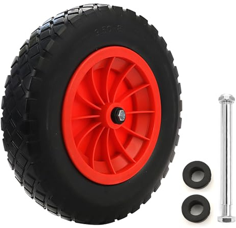14 Wheelbarrow Wheel PU Puncture Proof Solid 3.50-8 Wheel Solid Tyre Rim Wheels Tyre Heavy Duty Replacement Tire for Garden Trolley Barrow Go Cart