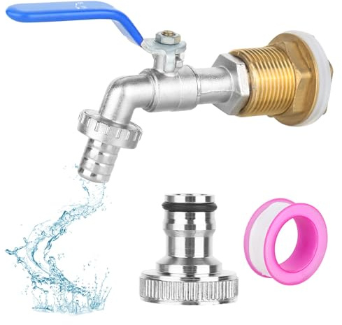 Water Butt/Rain Barrel Outlet 3/4 inch Hole Adaptor/Connector 3/4 Inch IBC Water Butt Tap Outdoor Tap Kit Garden Tap Kit Outlet Faucet (Blue)