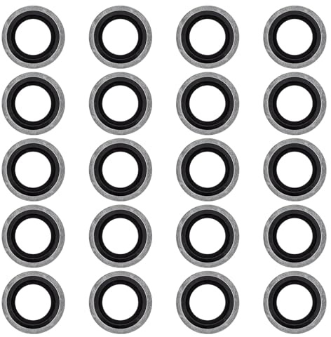 Set di 20 guarnizioni per tappo di scarico olio, viti di scarico olio anello di tenuta OEM 110265505R, 6079970345, 8200641648, 3121867, 7700266044 compatibili con Clio Captur Espace Laguna Megane