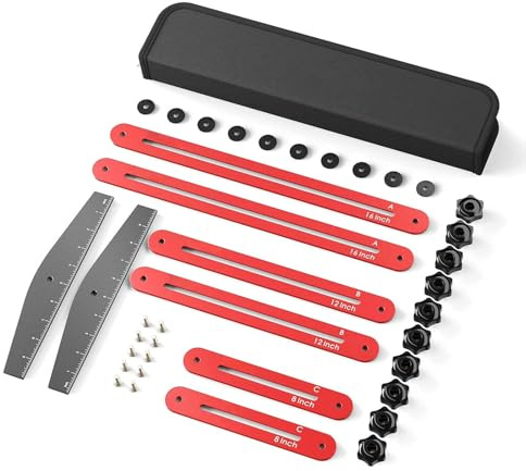 Ejoyous Stair Tread Template Tool, Aluminum Alloy Stair Tread and Shelf Gaug Adjustable Length Stair Measuring Tool Jig with Case, for Stairs Risers Partitions Shelf Layout