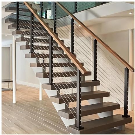 Artiz 304 Stainless Steel Level Cable Railing Posts, Wire Rope-Wire Railing Handrail Post for Indoor Outdoor Wood/Concrete Deck Balcony Porch Cable Railing System(Level Corner Post,85cm)