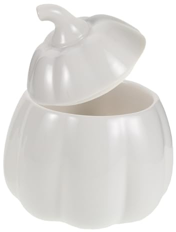 STOBAZA Taza de Calabaza de Halloween con Tapa Tazón para Dulces de Cerámica para Decoración de Otoño y Servir Postres Fiestas