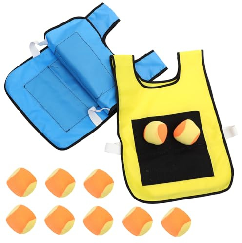 FUNOMOCYA Sticky Ball Weste Klettweste Blau Gelb mit Schwammbällen Bunte Wurfspielzeug für Motorikentwicklung und Gruppenspiel Indoor Outdoor Zufällige Farbe Zufällige Farbe