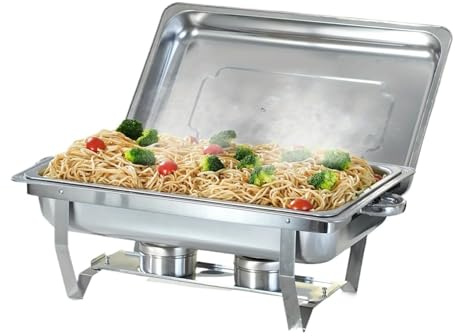 Set di Riscaldavivande per Buffet 1 pz 8Qt Chafing Dishes Buffet Set Argento Rettangolare Full Size Acciaio Inox Catering Scaldavivande for Banchetti