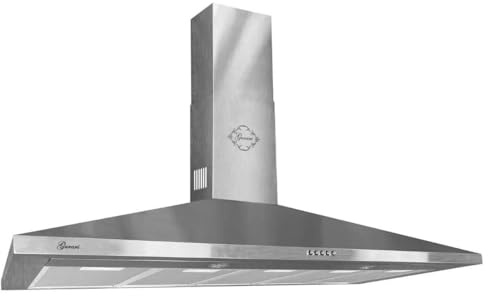 Gurari Hotte murale 120 cm aspect inox • Hotte aspirante GCH C 147 IS 120 N Hotte de Cuisine 1000 m³/h • Éclairage LED • Évacuation extérieure & recyclage • 3 vitesses