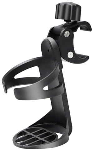 Portavasos para Andador y Silla de Ruedas Pinza Ajustable | Pp Negro, Ligero y Desmontable, Válido para Botellas de Agua y Tazas de Café, Uso en Bicicleta