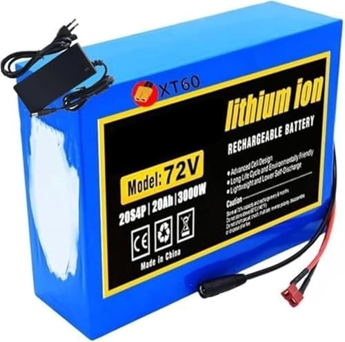 Batterie Lithium-Ion 72 V 20 Ah Pour Vélo Électrique Avec Chargeur, 20S4P Pour Moteurs De Vélo Et Scooter Électriques 1&Nbsp;000 W À 3&Nbsp;000 W 72V 20AH,XT60+DC
