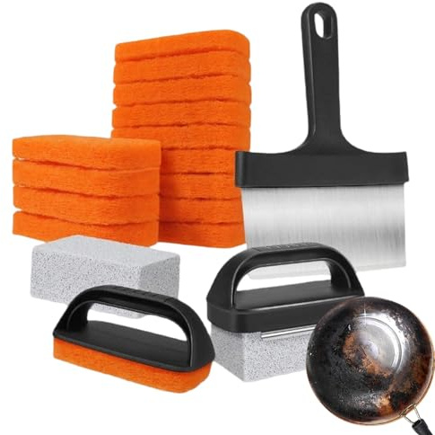 Zasdvn Estropajos Para Plancha | Herramienta Antideslizante para Limpieza de Parrillas | Accesorios de Limpieza para Plancha de Cocina Apartamento Dormitorio Hotel Picnic Camping Barbacoa -