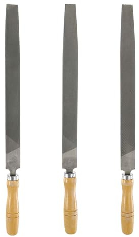 HARFINGTON 3pcs Tip Cut File 12 Double Cut Teeth High Carbon Steel Hand Rasp File with Wood Handle for Metal Wood Deburring Removing