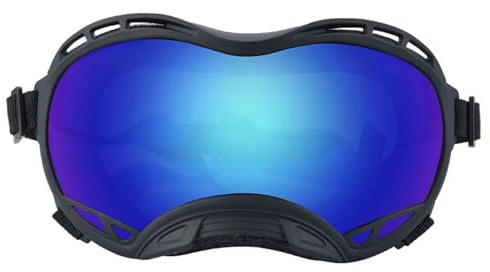Hundebrille, Retro Hundebrille Haustierbrille for große Hunde, UV-beständig, Winddicht, Sonnenbrille Haustiere, Motorradbrille den Außenbereich, stilvolle Hunde-Sonnenbrille(Black-Blue,S)