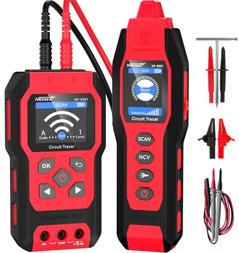 NOYAFA NF-8301 Détecteur de Circuit - Traceur de Câbles, Localisateur de Disjoncteur avec Multimètre Numérique, Sensibilité 8 Niveaux, Rechargeable, pour Fils Muraux et Souterrains