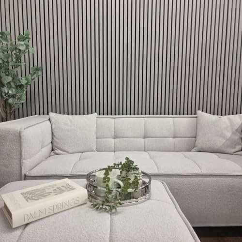 Acoustic Slatted Wall Panels 240 x 60cm – Ash Grey Sound Absorbing Decorative Wall Panels for Home, Office & Commercial Interiors (1 Single Piece)