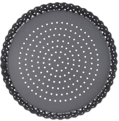 UPKOCH Teglia Antiaderente per Pizza da 8 Pollici con Fondo Rimovibile, Teglia Rotonda Microforata per Pizza Fatta in Casa e Crostate, Acciaio al Carbonio Resistente, per Uso