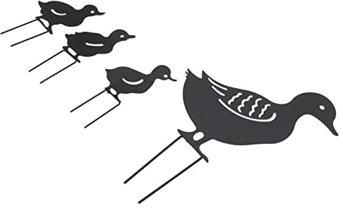 Jenivaint 4Pcs Metal Duck Decorative Garden Stakes, Cute Animal Hollow Design Iron Art Duck Decoration for Courtyard Lawn, with Ground Inserts for Indoor Outdoor