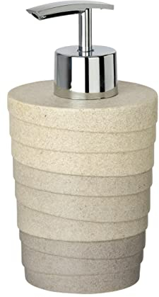 WENKO Seifenspender Cuzco - Flüssigseifen-Spender, Spülmittel-Spender Fassungsvermögen: 0.2 l, Polyresin, 8 x 15 x 8 cm, Grau