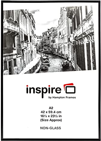 Hampton Frames | Backloader Poster Certificate Photo Frame A2, Black, Acrylic Front, 42x59cm | Rear Loading, Wall Mount, Protective Display for Artwork, Photos, Documents