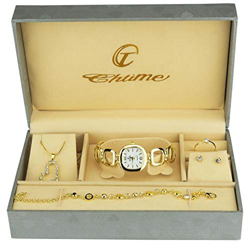 Coffret cadeau Montre Femme - Parure de Bijoux- Collier-Bague- Boucles d'oreilles - Bracelet