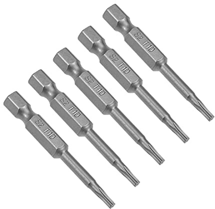 sourcing map 5pc Embout de Tournevis 50mm long Hex 1/4 T10 Torx Magnétique S2 alliage acier