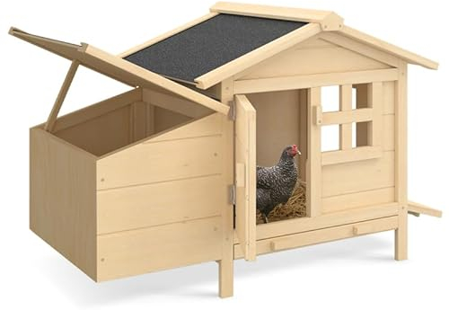 IDMarket - Hühnerstall auf Stelzen mit Legenest aus Holz: Schützt Hühner vor Raubtieren, erhöhtes Nest, einfach zu reinigen, für 2-3 Hühner, Maße: L. 99 x B. 55 x H. 66 cm, Grau