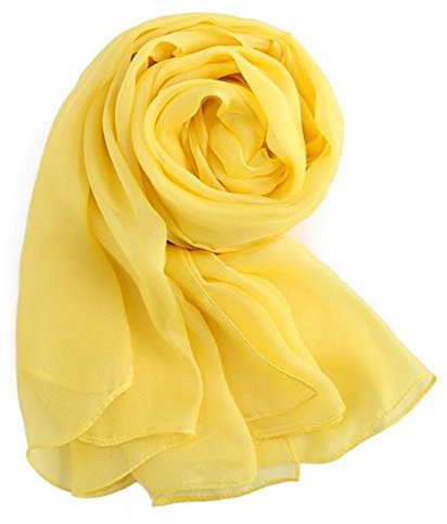 MEISHINE® 180 * 110cm Damen Elegant Seidenschal – Frauen Pashmina aus 100% Reiner Seide (Gelb)