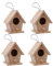 Aestm Deko Vogelhaus Holz Nistkasten Deko Anhänger, Holz Vogelhaus zum Aufhängen und Bemalen Vogelhäuschen Nisthöhle Hängedeko Gartendeko Nistkasten für Kinder 4 Stück