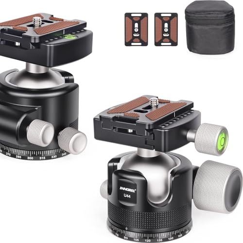 INNOREL 44 mm Low-Profile-Kamerastativ-Kugelkopf, CNC-Metall, strapazierfähig, 360°-Panorama-Stativkopf, kompatibel mit Arca-Schnellwechselplatte für Stativ-Einbeinstativ, DSLR-Kamera, Camcorder, 25
