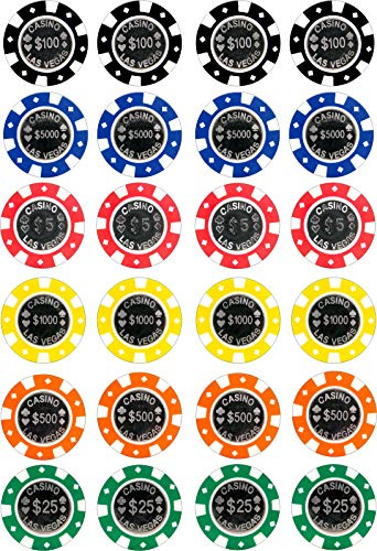 cdb 24 Casino Chips Edible Iced Icing CupCake Fairy Cake Toppers
