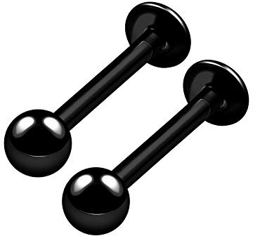 BanaVega 2PCS Black Titanium G23 Anodized Labret Lip Rings 16g 1.2mm 3/8 10mm 3mm ball Medusa Earrings Tragus Piercing Jewellery 6697