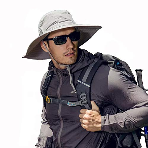 Paike Sonnenhut Herren Strohhut UV Schutz Anglerhut Fischerhut Herren Faltbar Wanderhut Gartenhut Wasserdicht Buschhut (Grau)