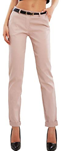 Toocool - Pantaloni Donna Classici Eleganti Tasche Vita Bassa Cintura AS-28251 [M,Rosa Cipria]