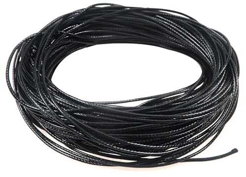 TOAOB 105m Cordón de algodón Encerado 1 mm Negro de Algodón Cuerda para Hacer Pulseras Collares y Joyas DIY Decoración Artesanal