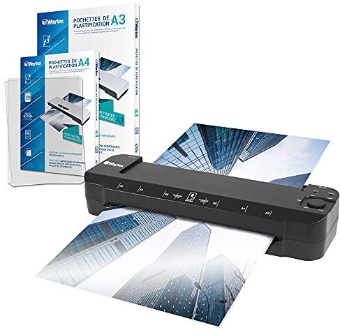 Laminiergerät A3 A4 A5 A6 A7 Pro Ultra schnell heiß und kalt bis zu 2 x 150 Mikron Temperatur verstellbar für den professionellen intensiven Einsatz Pack mit 100 A4 Hüllen + 100 A3
