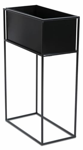 HowHomely Schwarz Blumenständer Metall - Pflanzenständer 70 cm Hoch mit Metall Box 44x24x20 cm - Blumentopfständer im Loft-Stil für die Hausdekoration
