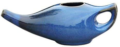 Ancient Impex Pot Neti en céramique avec 5 sachets de sel de Neti | Soulagement naturel des sinus et des allergies | Pot de nettoyage nasal ayurvédique pour lavage nasal quotidien – Design élégant