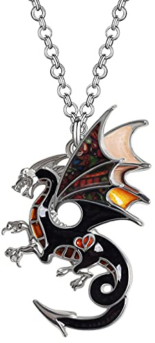 NEWEI Emaille Drachen Halskette Anhänger 20 Zoll Kette für Frauen Mädchen Drachen Schmuck Geschenke Charme