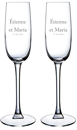 My original gift Coupes de champagne gravées avec les prénoms ou les textes de votre choix.