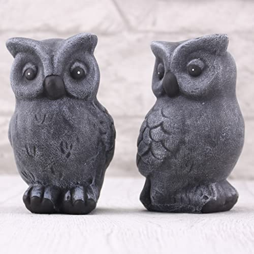 STEINFIGUREN SPICKER Steinfigur Eule 2er Set 232/1, 233/1, Gartenfigur Steinguss Tierfigur Basaltgrau