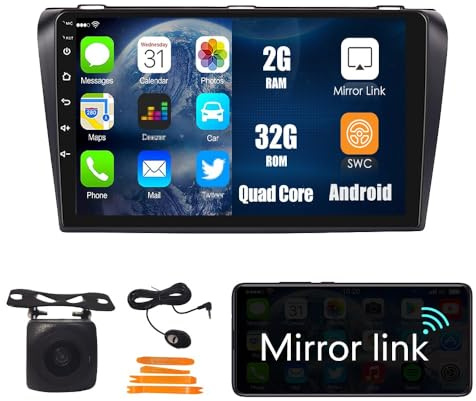 Wostoke Navigazione Android auto Stereo GPS Radio Telecamera di retromarcia Display 9 IPS Schermo tattile Headunit Tablet Pad Lettore multimediale Per Mazda 3 2004-2010 Quad Core 2G+32G