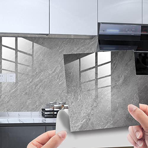 HORIWE Marble Tile Stickers for Bathroom DIY Convenient Wall Stickers 20pcs | PVC Waterproof Oil Proof DIY Tenant-friendly Adhesive for Kitchen Backsplash Stairs Home Decor 10cm/15cm/20cm