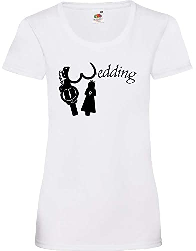 Hochzeit in Handschellen Frauen Lady-Fit T-Shirt Weiß L