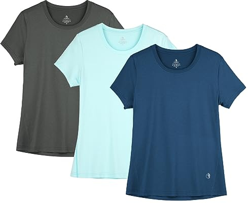 icyZone® Damen Sport T-Shirt Running Fitness Shirts Sportbekleidung Kurzarm Oberteile Shortsleeve Top