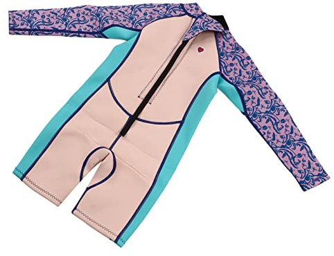Focket Toddler One Piece Swimsuit 2.5mm Neoprene Breathable Shorts Long Sleeve Water Activity Wetsuit for Girls Boys (Size 6)