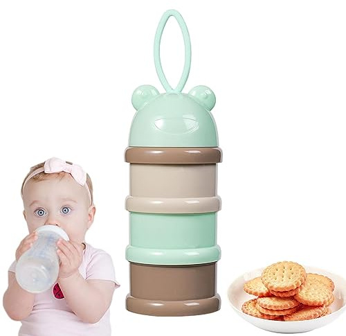 Kaxenig Doseur Bébé Distributeur en Poudre, Doseur Bébé 3 Compartiments, Bébé Poudre Lait Formule Boîte Doseuse, Empilables Convient pour Les Collations,Lait en Poudre