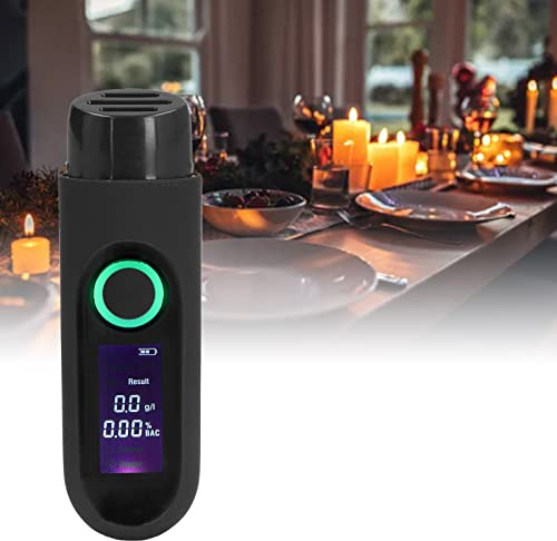 Gavigain Alcol Tester LCD 3 Colori Display USB di Ricarica Soffiaggio Test Senza Contatto Alcol Tester per Uso Professionale (Nero)