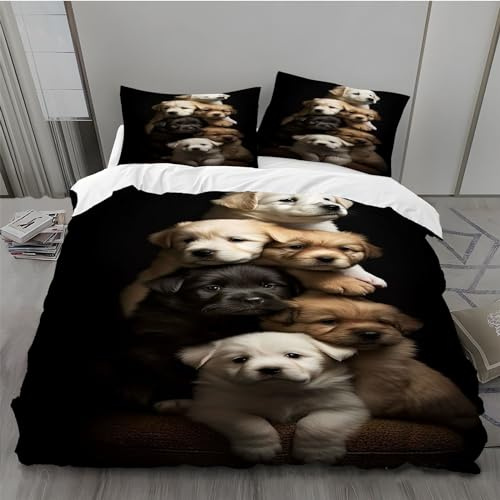 BAIL Housse de Couette 240 x 260 Golden Retriever Housse Couette Très Doux Parure de Lit Adulte en Microfibr 2 Taies d'oreiller 65 x 65 cm Convient pour Chambre