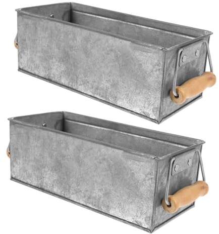 ORFOFE Eisenblumentopf 2 Stück Silber mit Holzeinsatz für Innenbereich