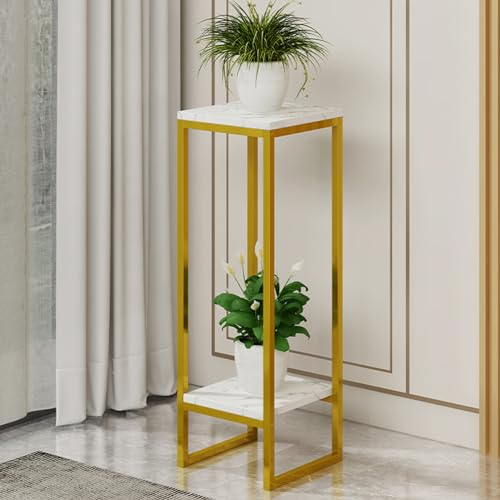 Generico Yinghesheng Supporto per Piante a 2 Livelli Supporto per Vaso da Fiori Alto Supporto per Fiori Alto Vaso Portafiori Centrotavola per Matrimonio per Tavolo Angolo Fioriera Scaffale Oro Bianco