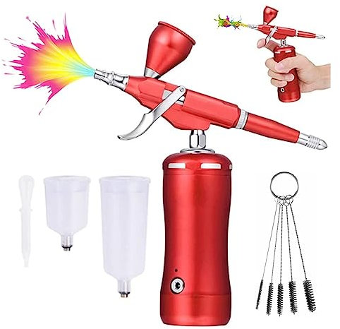 MZZYG Compresseur d'aérographe sans Fil Rechargeable pour la Peinture Graffiti, Le Nail Art, Le maquill(Red)